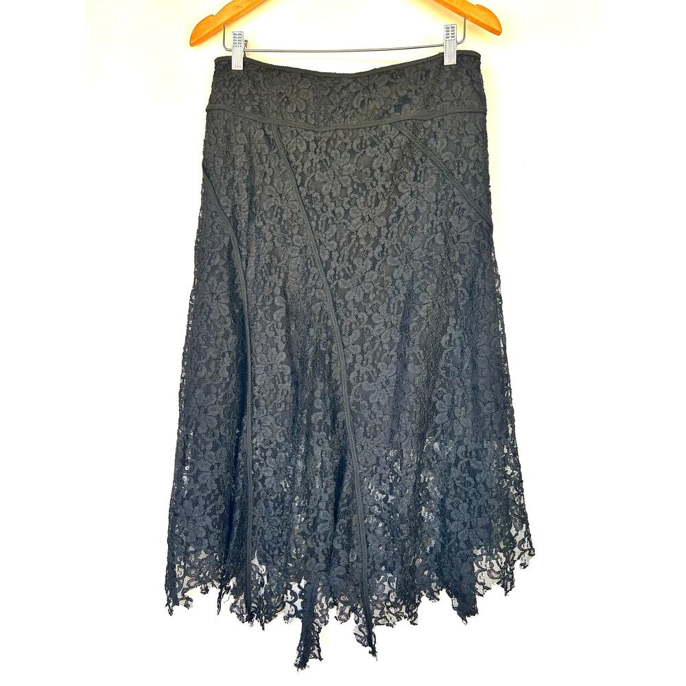 Vintage Y2K Cache Set Bustier Corset Top Black Lace Skirt Whimsygoth Small Large - Picture 3 of 15